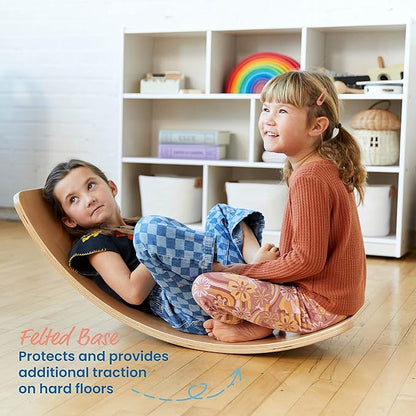 ECR4Kids Balance Board with Felt Base, Montessori Toy, Blue