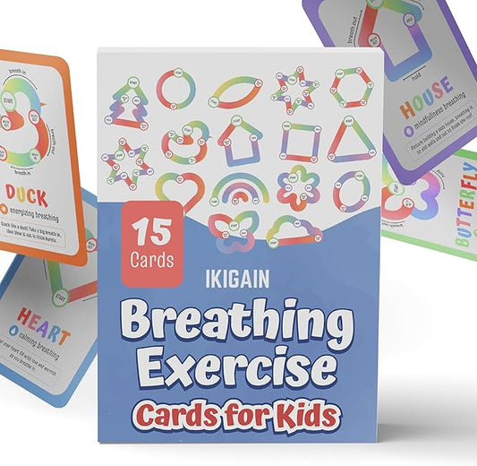 Breathing Exercise Cards for Kids -Montessori Flash Cards for Mindfulness Calm Down Corner Kit- Breathing Exercises for Anxiety Relief-
