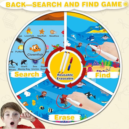 Reusable Jelly Sticker Books for Toddlers, 3D Waterproof Sticker Books, Travel Toys for Kids - Ocean Wrold, Vehicles