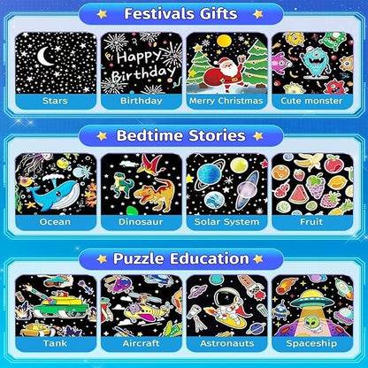 Kids Cartoon Projector Lamp, Cartoon Robot Car Projection Lamp, Rechargeable Robot Night Light with Music, Universe Starry Sky Rotate LED Animal Holiday Room Decor, 21 Discs(1pc)