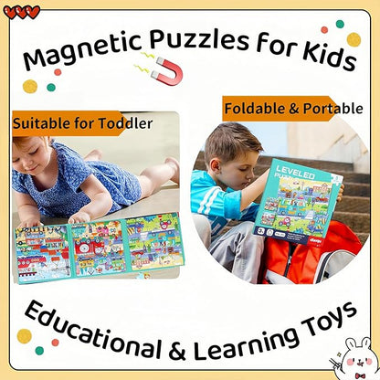 Magnetic Puzzles for Kids 4-6, Toddler Magnet Puzzles Travel Games for Kids Ages 3-5, Learning Toy Matching Games for Road Trip Car Activities, Valentine Gift for Kids Birthday Present (City)