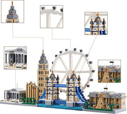 Architecture Series Mini Bricks for Adults and Teens, London Skyline Collection 3430 PCS,Micro Mini Blocks Set Model Kit,Landmark Model