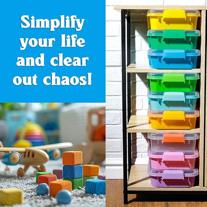 3 Pack,Empty Sensory Bin,13.5 Inch Storage Container,Portable Plastic Storage Bins, Stackable Play Tray for toys,arts,crafts and sand.