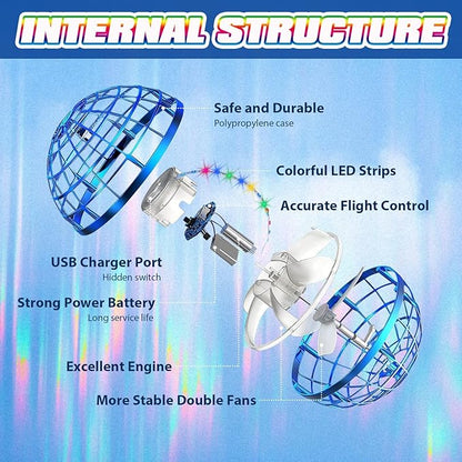 2025 Flying Orb Ball - AI Cool Novelty Gift Galaxy Boomerang Hand Drone Magic Floating Orbit Hover Mini Outdoor Fidget Toy for Boys Girls Teens Kids Blue
