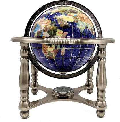 Unique Art Since 1996 150 GB CRY Gemstone Globe, Blue Crystallite Silver,150 GB BLUE CRY SILVER