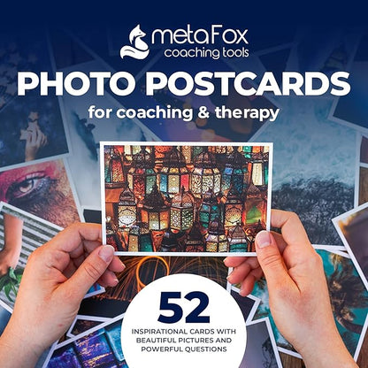 metaFox - 52 Inspirational Cards, Positive Affirmations Cards & Motivational Postcards, Picture Cards For Coaching & Therapy, Mindfulness Cards, Coaching Cards With Joyful Motives, Positive Psychology