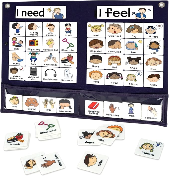 CHEFAN Feelings Chart, Calm Down Corner Supplies, Daycare Essentials, Social Emotional Learning Activities, Autism Learning Materials, ADHD Tools for Classroom Daycare & Home