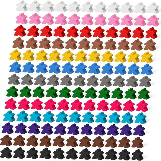 200 Pcs Wooden Meeples Multi Color Meeples Pieces Family Games Accessories Board Game Tokens Ideal for Sorting Counting Game Night Party