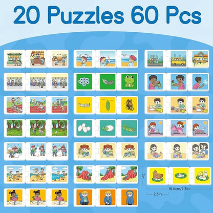 Sequencing Puzzle Cards,Sequence Game for Kids,Toddler Puzzle,Speech Therapy Toy,Autism Learning Materials,Storytelling,Social Skill,Sentence Building,Learning Activities for 3 4 5 6 Year Old