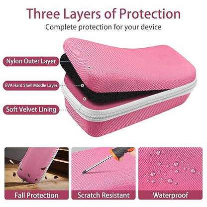 co2CREA Hard Case for 3Doodler Start+ Essentials (2024) 3D Pen Set - Storage Organizer with Custom Slots for Art Activity Set, Printing Filament Refill and USB Charger, Pink Case + White Zipper