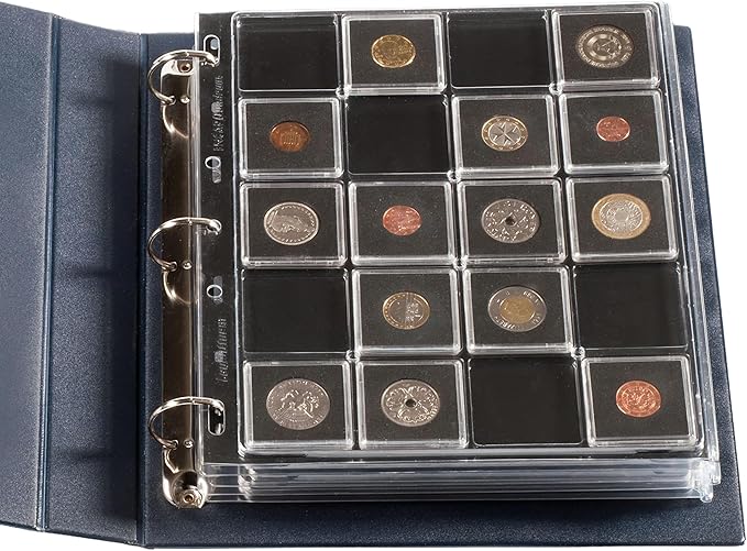 Lighthouse - Coin Album Set with ENCAP 5 Pages for Quadrum Snaplocks, Fits 100 2"x2" Coin Holders with Matching Slipcase - Black