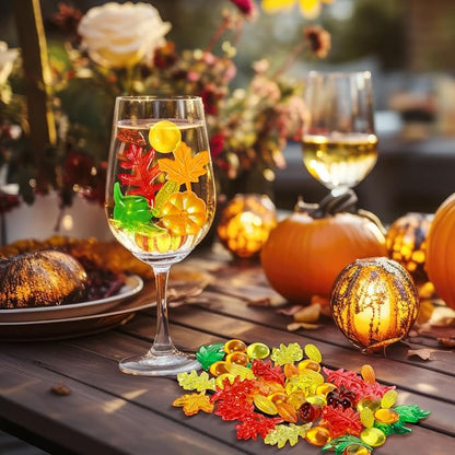 Draupnir Fall vase Filler,162 Pcs Sensory bin Filler Acrylic Pumpkin Leaves Acorn Gems Corn Fall Sensory bin Items for Thanksgiving Home Table Scatters Decoration Thanksgiving Craft Vase Fillers