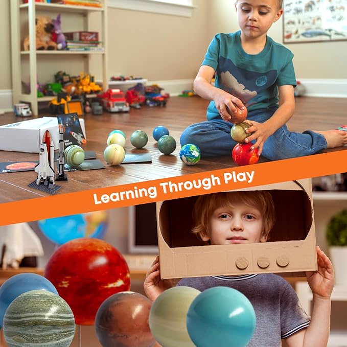 Space Balls Flashcards & Wall Stickers, Planet Toys For Kid 8-10, Outer Space Toys For Kids 3-5, Planets for Kids Solar System Toy 5-7, Solar System Model, Toddler Planet Gifts, Astronomy Decor, Earth