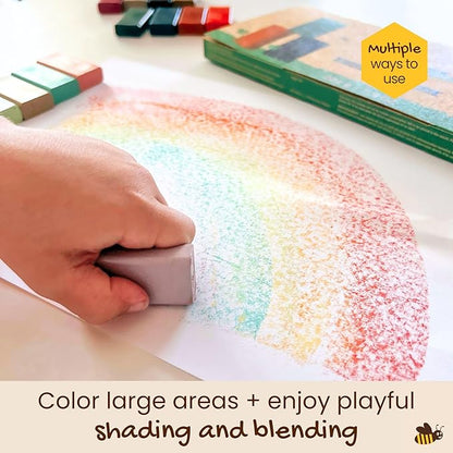 Honeysticks Block Crayons (16 Pack), Non-Toxic, Long-Lasting Jumbo Crayons for Kids, Toddlers, Made from Pure Beeswax and Food-Grade Colors, Ideal for Preschool Art Supplies