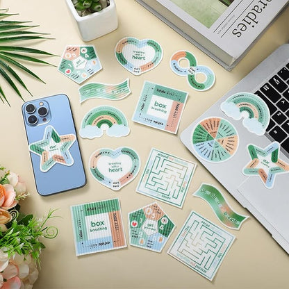 Libima 72 Pieces Anxiety Sensory Stickers Textured Stickers Fidget Mindfulness Sticker School Counselor Supplies Adult Sensory Items Anxiety Relief, 9 Styles(Fresh Color)