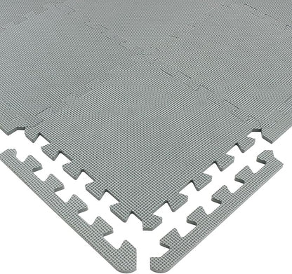Yostrong® 18 Tiles Interlocking Puzzle Foam Baby Play Mat with Straight Edges for Playing - EVA Babies Crawling Mat | Rubber Floor Work Out Mats for Home Gym. Gray. YOC-Lb18S18