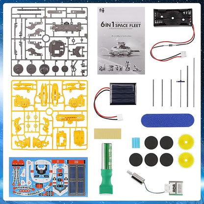 STEM Projects for Kids Ages 8-12 Solar Robot Kit 6-in-1 Space Toys for 10-Year-Old Boy Girl Gift Toys Science Kits Christmas Birthday Gifts for 8 9 10 11 12 Year Old, Yellow