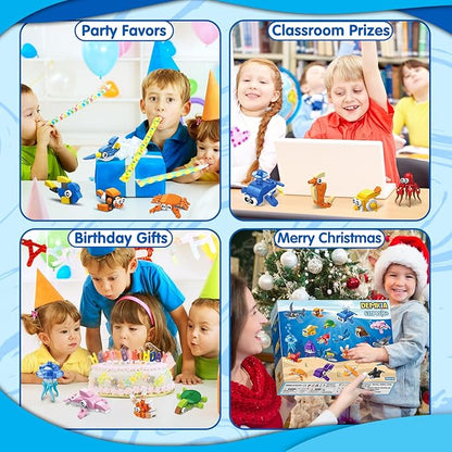 24 Packs Party Favors for Kids, 637 PCS 24in1 Marine Animals Small Fish Toys Mini Building Blocks Set for Goodie Bag Stuffers Classroom Prizes, Easter Birthday Gift for Boys Girls Ages 6-12
