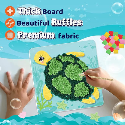 jackinthebox Poke Poke Art – Ocean Theme, Mess-Free Fabric Art and Craft, Flower Pressing Kits, Gift for Kids, Toys for Girls and Boys Ages 4 5 6 7 8
