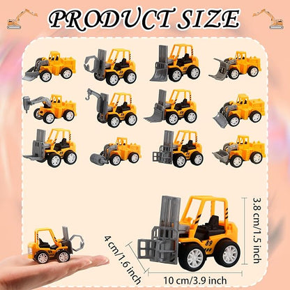 40 Pack Mini Construction Vehicles, Pull Back Trucks, Yellow, Color Style 2, Kids Construction Toys, Ages 3+