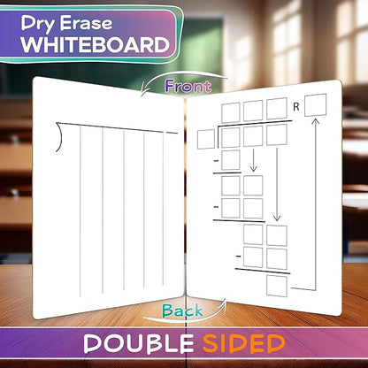 2 Pack Dry Erase Division White Board 9 x 12 Inch Small Lapboard l Durable Portable Double Sided Math Practice Whiteboard for Kids Students, Classroom and Home