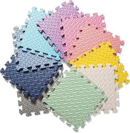 Foam Floor Mats for Kids, 12 x 12 Inch 16 Tiles 0.4" Thickness Foam Play Mat, Non-Toxic Square Interlocking Floor Mats Rubber Baby Play Mat for Toddlers(Pink/Purple)