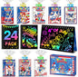 Party Favors for Kids: 24 Pack 4th of July Rainbow Scratch Art Notebook Classroom Supplies Bulk for Girls Boys Goodie Bags Stuffers, Independence Day Party Gift Kid Crafts