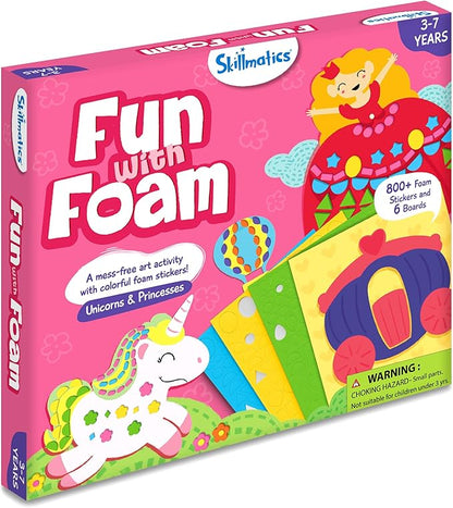 Skillmatics Foam Sticker Art Activity - Unicorns & Princesses, Mess-Free Fun for Kids, 800+ 3D Foam Stickers, DIY Felt Craft Kits, Gifts for Girls & Boys Ages 3, 4, 5, 6, 7