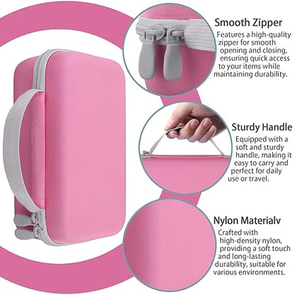 co2CREA Storage Organizer Case for 3D Printing Pen Set, Hard Case Compatible with SCRIB3D P1/Advanced, MYNT3D Super/Advanced, 3Doodler Start+/Flow/PRO and Filament Refill（Pink Case + White Zipper）