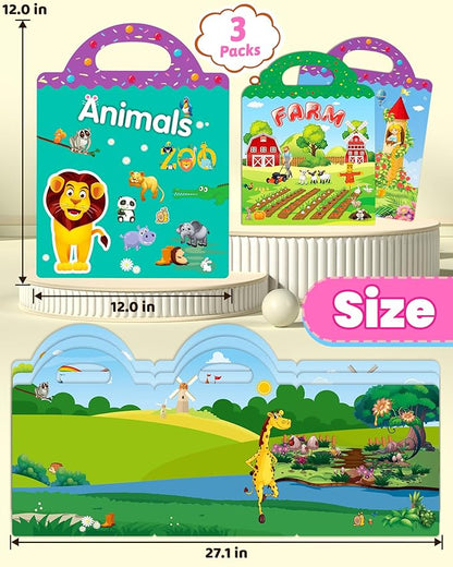 Reusable Sticker Book for Toddlers 2-4 Years, Stickers for Kids, Toddler Sticker Book Ages 1-3, Toddler Craft Activities, Toddlers Travel Toys Ages 2+ Boy Girl Birthday Gifts