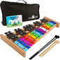 MINIARTIS Glockenspiel Xylophone | Full Size Glockenspiel Xylophone 27 Note Colorful Metal Keys for Adults & Kids | Percussion Musical Instrument Includes 2 Wooden Beaters, Songbook and Carry Case