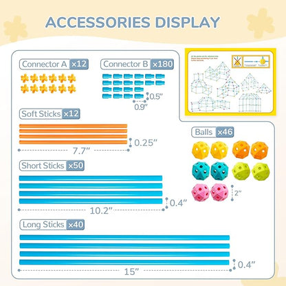 Curipeer Fort Building Kit for Kids 8-12 3-8 T Creative Stem Building Toys Indoor and Outdoor Kids' Construction Fun Toys for 3-12 Years Old Boys and Girls 340 Pcs