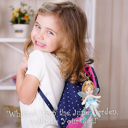 June Garden 7" Enchanted Garden Fairy Doll Lila - Plush Soft Keychain - Bag Charm Gift for Girls - Purple