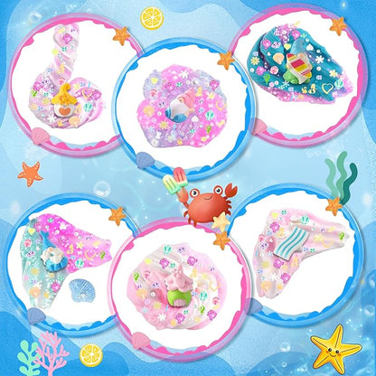 LAWOHO 6 Pack Slimes, Pink & Blue Slime Kit for Kids Ages 4-12 with Cloud, Butter & Water Slime, Non-Sticky Soft Sensory Toys, Slime Party Favors, Goodie Bag Stuffers for Girls & Boys Birthday Gifts