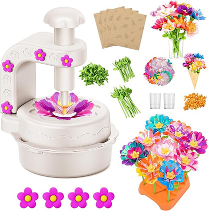 Fabric Flower Bouquets Toys,DIY Craft Kits for Kids,Arts and Crafts Toy for 3+ Year Old Girls,Flowers Market Toy,Build Your Flower Bouquet,Educational Preschool Learning Toys for Birthday,Christmas