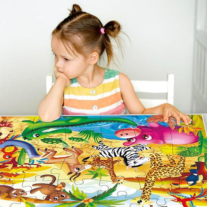 QUOKKA Giant Floor Puzzles for Kids Ages 3-5 - 2x3 Feet 48 Piece Puzzles for Kids Ages 4-8 - Educational Toys on Large Puzzles for Boys and Girls Ages 3-5 - Africa Toy Gift Activities