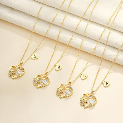 C-leen Unicorn Gifts for Girls Kids - Colorful CZ Heart Initial Necklaces Unicorn Necklace for Girls Jewelry Christmas Birthday Gifts for Little Girl