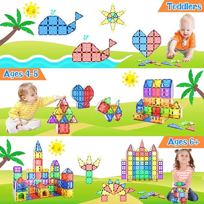 Magnetic Tiles Kids Toys STEM Magnet Toy for Toddler Magnetic Blocks Building Preschool Learning Sensory Montessori Toys for 3+ Year Old Boys and Girls, Safe Creativity Toddler Kids Toy 40PCS