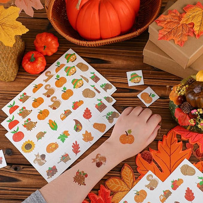 Landhoow 240 Pcs Fall Tattoos Temporary Autumn Glitter Face Tattoos Cool Body Sticker Costume Accessory Tattoos Party Favor