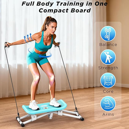 Balance Board Trainer with Resistance Bands – Multifunctional Core & Stability Training Equipment for Home Gym, Full Body Workout, Balance, Strength & Coordination