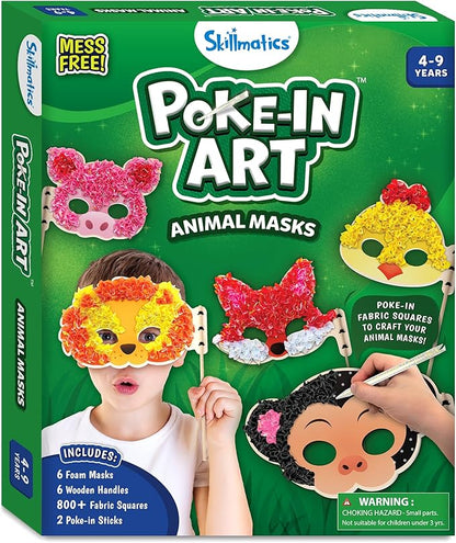 Skillmatics Poke-in Art - Halloween Animal Masks, Mess-Free Fun for Kids, DIY Wood Craft Kits, Creative Halloween Activity, Gifts for Girls & Boys Ages 4, 5, 6, 7, 8, 9