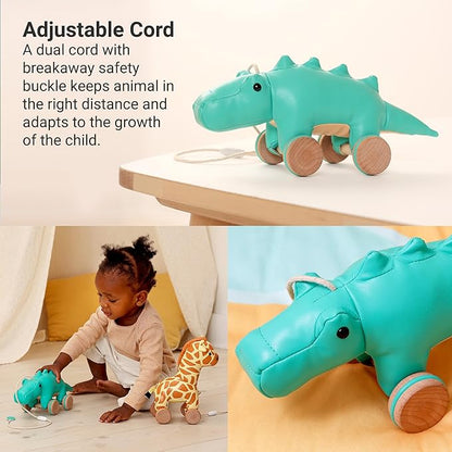 Little Big Friends Crocodile Pull Toy for Toddlers | Baby Push & Pull Toy with Adjustable Cord | Soft & Safe Developmental Play | Achille The Crocodile