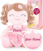 Gloveleya Personalized Curly Doll with Your Name - Cute Custom Pink Soft Plush Doll for Girls Plush Doll Customized Gifts