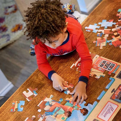 Upbounders® 48 Piece Jumbo Floor Puzzle for Kids | Barbershop Beginner Puzzle | Pretend Play & Learning Toy for Boys Girls Ages 4 5 6 | Black Brown Boy at The Barber (Multicultural)
