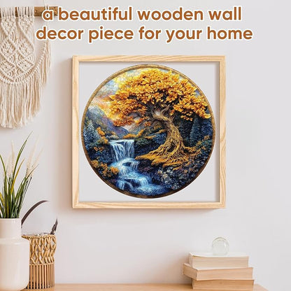 Puzzles for Adults, Tree of Life Waterfall River Wooden Jigsaw Puzzles 500pcs,16.5x16.5in, Royal, Unique Shape Adult Puzzles,Irregular Wood Creative for Adults and Kids Family Game
