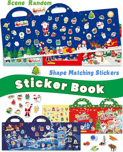 Reusable Sticker Book for Toddlers 2-4 Years, Stickers for Kids, Toddler Sticker Book Ages 1-3, Toddler Craft Activities, Toddlers Travel Toys Ages 2+ Boy Girl Birthday Gifts - Christmas