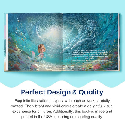 Personalized Mermaid Adventure Book – Magic Pearl Necklace | Custom Name & Photo Children's Story Book | ELFINK (Softcover)