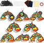 QOUBAI 32 Sets Rainbow Suncatchers Craft Kit DIY Window Stained Glass Effect Planet Rainbow Sun Paper Crafts Home School Classroom Decoration Kid Birthday Gift Creative Art Project Activity Game