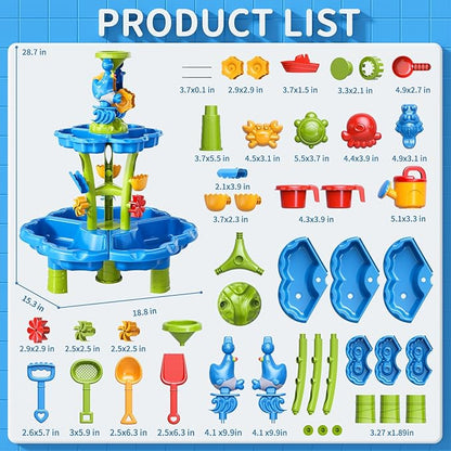 3 in 1 Water Table for Toddlers 3-5 4-8, Summer Outdoor Beach Outside Backyard Activity Sensory Kids Sand and Water Table, Birthday Party Gifts for Kids Boys and Girls Ages 3 4 5 6 7 8
