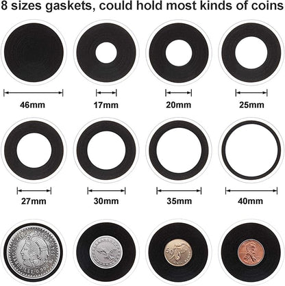 FRIMOONY 46mm Coin Capsules, with Foam Gasket and Plastic Storage Box, for Coin Collection